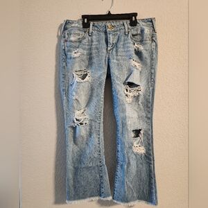 True Religion Women’s Karlie Low rise bell bottom crop jeans size 28